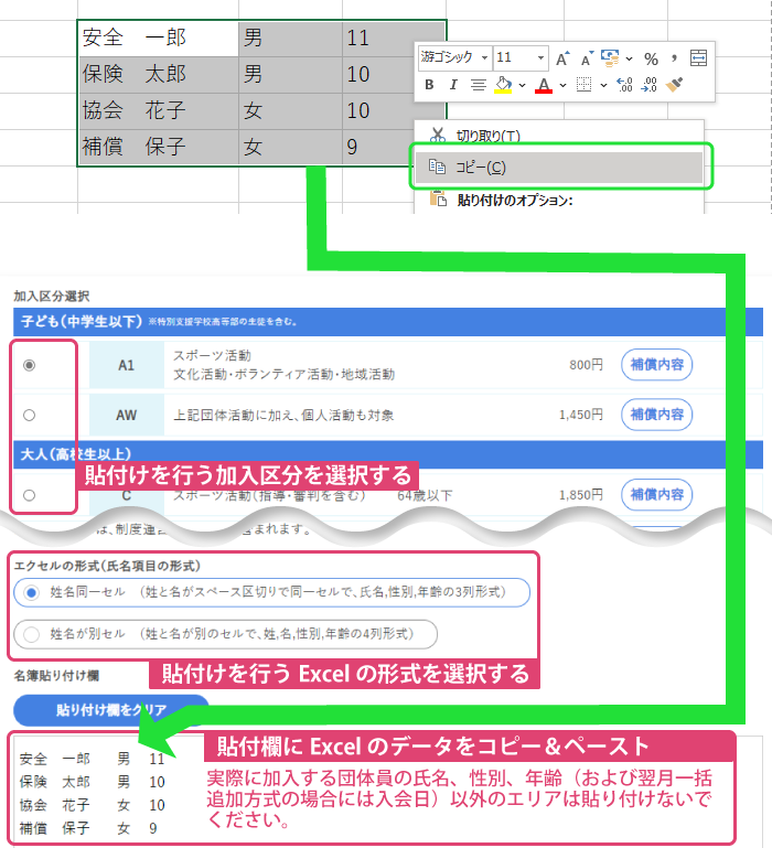 Excel貼付け画面